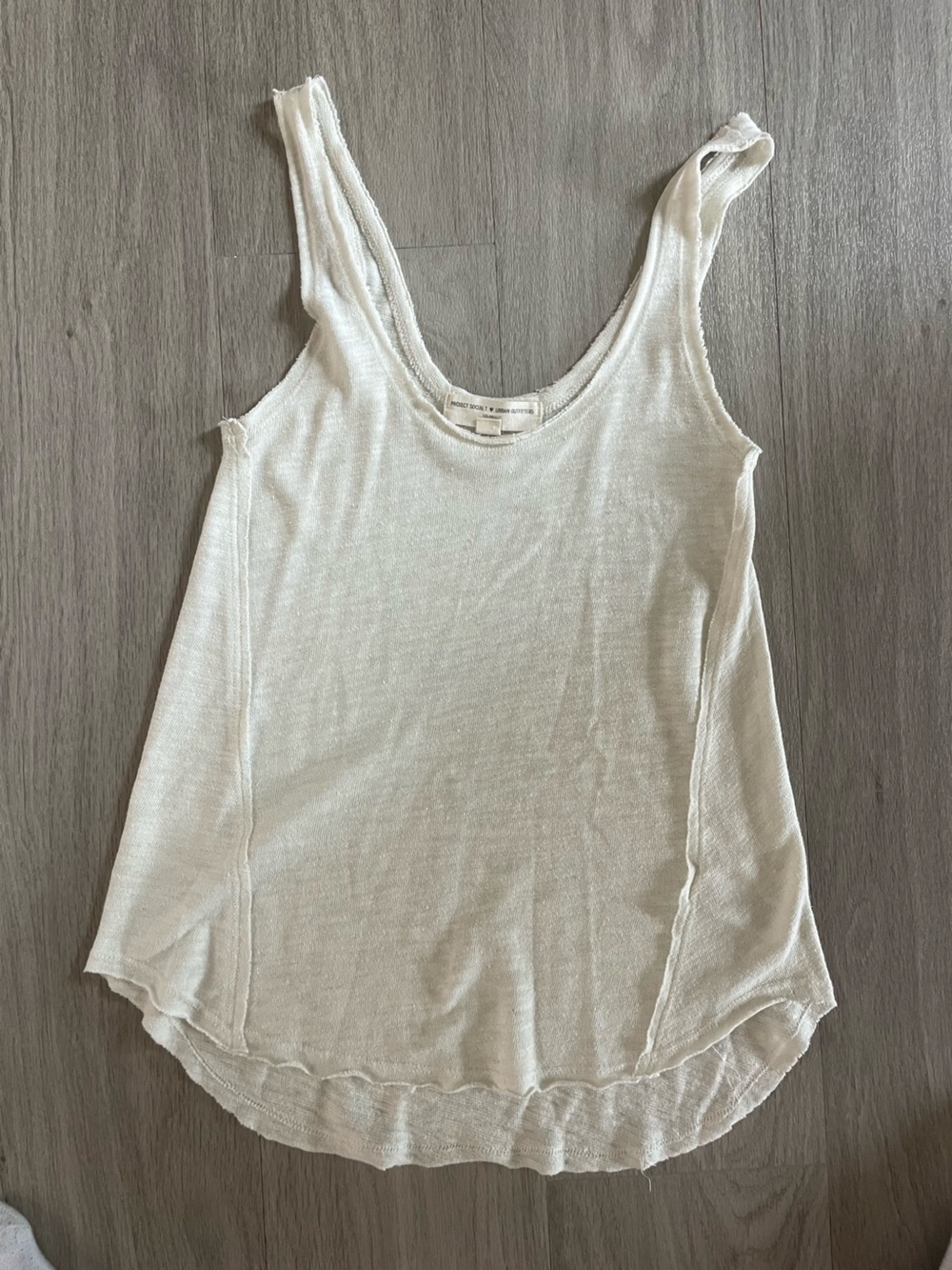 Urban Outfitters Cream Ribbed Sleeveless Tank Top